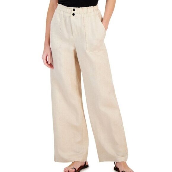I.N.C. International Concepts Women's Metallic Wide-Leg Linen Dress Pants NWT - Picture 1 of 8